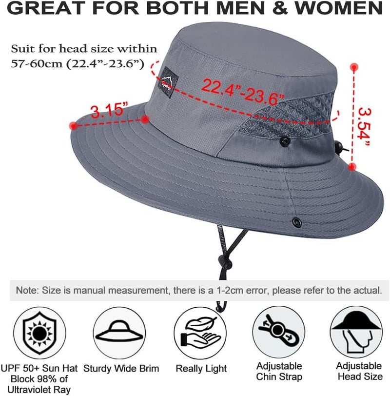 Sireck Fishing Hat, UPF50+ Wide Brim Sun Hat for Men Women, UV Protection Hiking Beach Bucket Hats Summer Safari Hat - Image 2